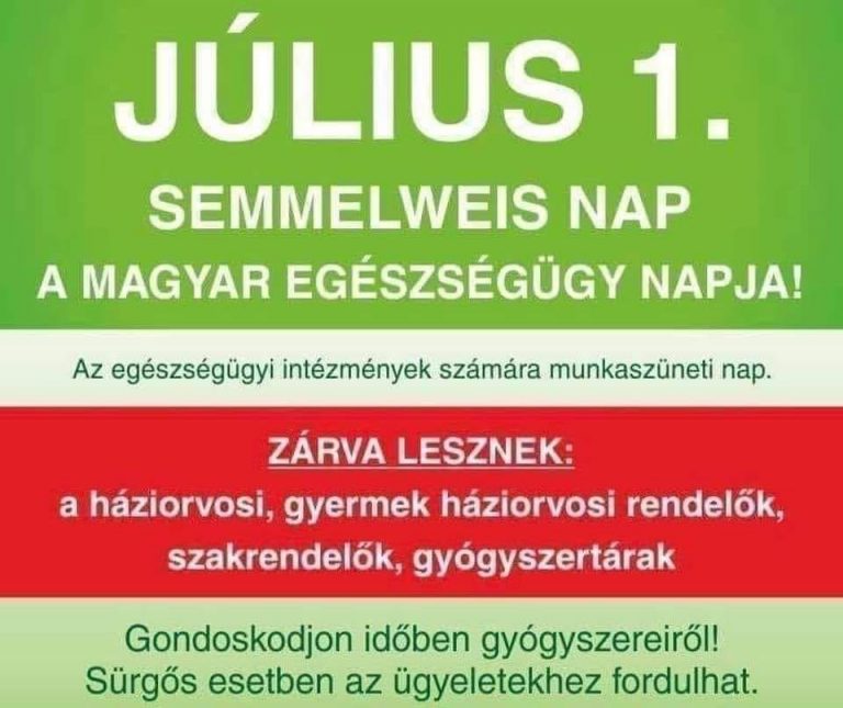 Csütörtökön Semmelweis Nap és Köztisztviselők Napja!
