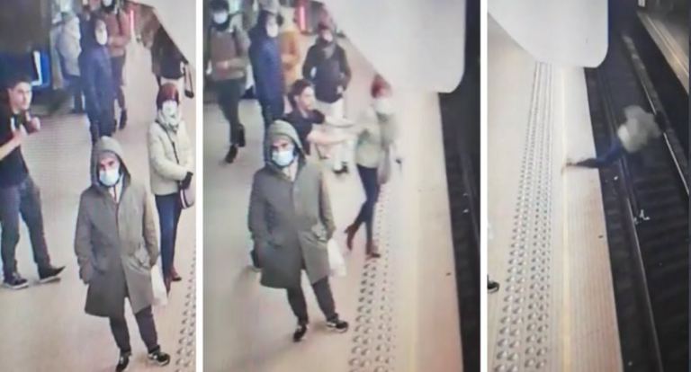 A biztonsági kamera rögzítette, ahogy a metró elé löknek egy nőt Brüsszelben