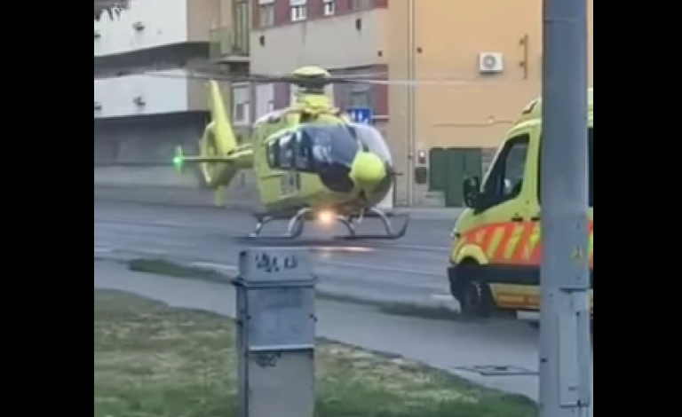 Mentőhelikopter szállt le Pécs belvárosában