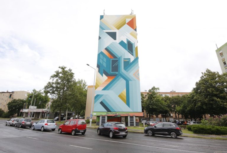 Vasarely ihlette tűzfalfestmény készült Pécsett