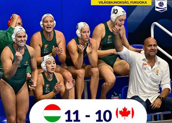 The Hungarian women's water polo team started the water polo tournament with a win over Canada
