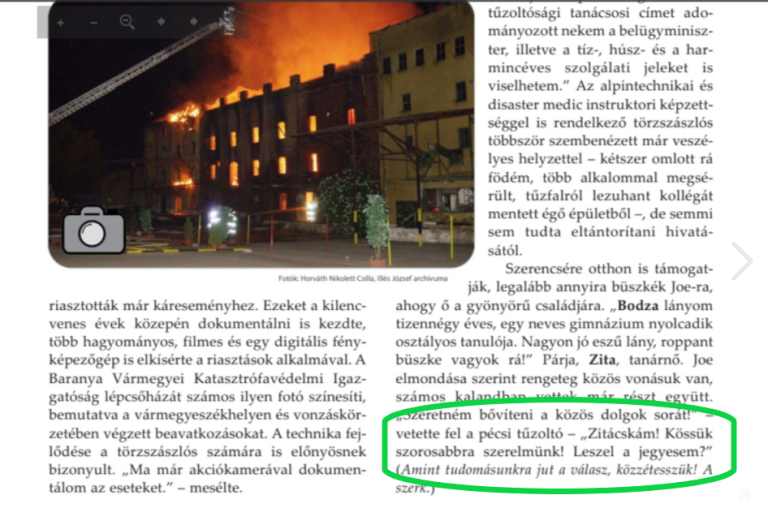 Interjúban kérte meg kedvese kezét a pécsi tűzoltó