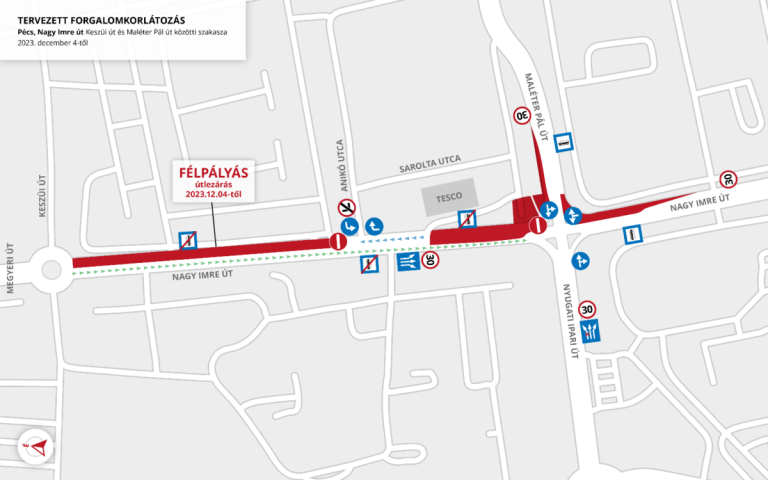 Ismét változik a forgalmi rend a Nagy Imre útnál