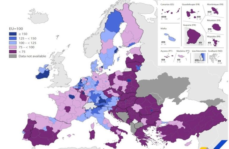 Európai régiók egy főre jutó GDP: több magyar régió is a legszegényebbek között