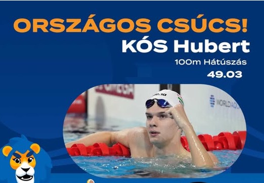 Kós Hubert újabb országos csúcsa 100 méter háton