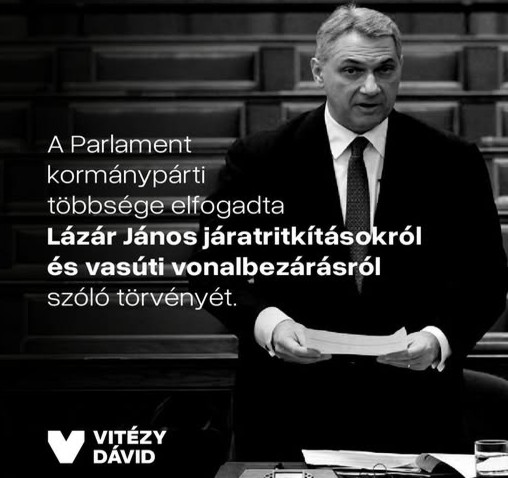 Vitézy: vonalbezárásokat és jelentős járatritkításokat készít elő Lázár János