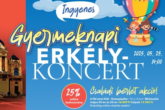 Gyereknapi Erkélykoncert Pécsen, a Színház téren