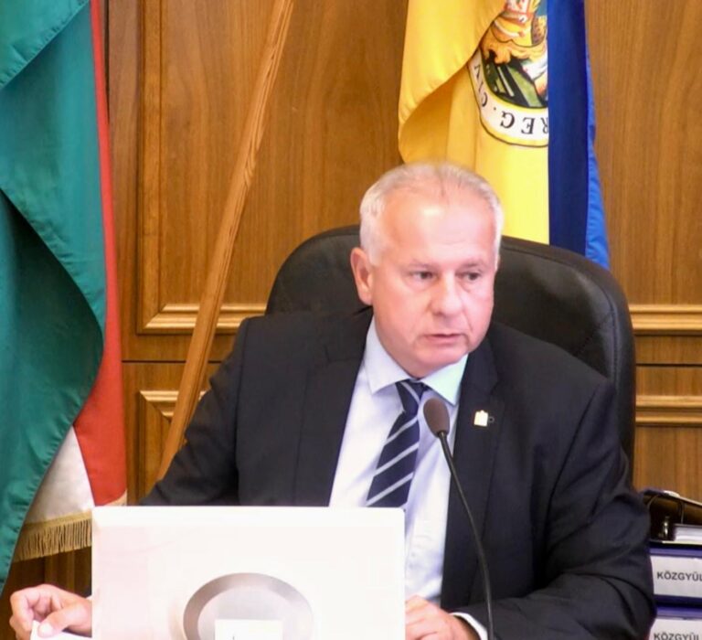 Péterffy Attila beszédet mond a betiltott Pécs Pride-ot megelőző nyitórendezvényen